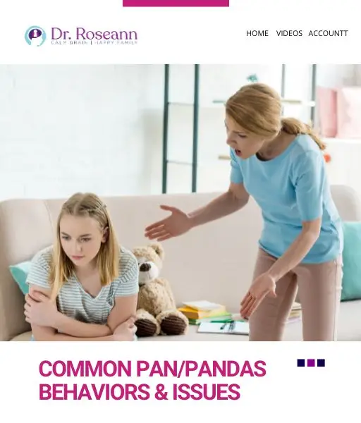 Girl sitting on couch with stuffed bear while another girl in blue reaches toward her