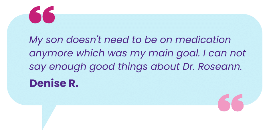 Testimonial from Denise R about medication-free parenting success