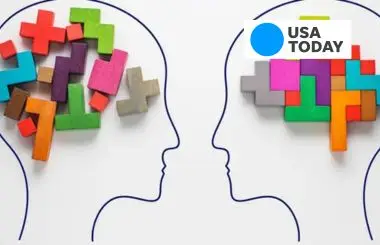 Two head outlines with colorful thought blocks featured in USA Today article