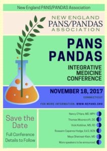 New Pans/Pandas Association Conference flier - Dr. Roseann present at