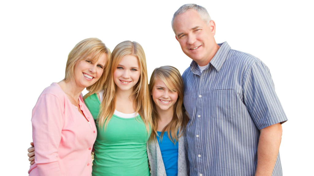 A family participating in the BrainBehaviorReset™ Program poses for a picture.