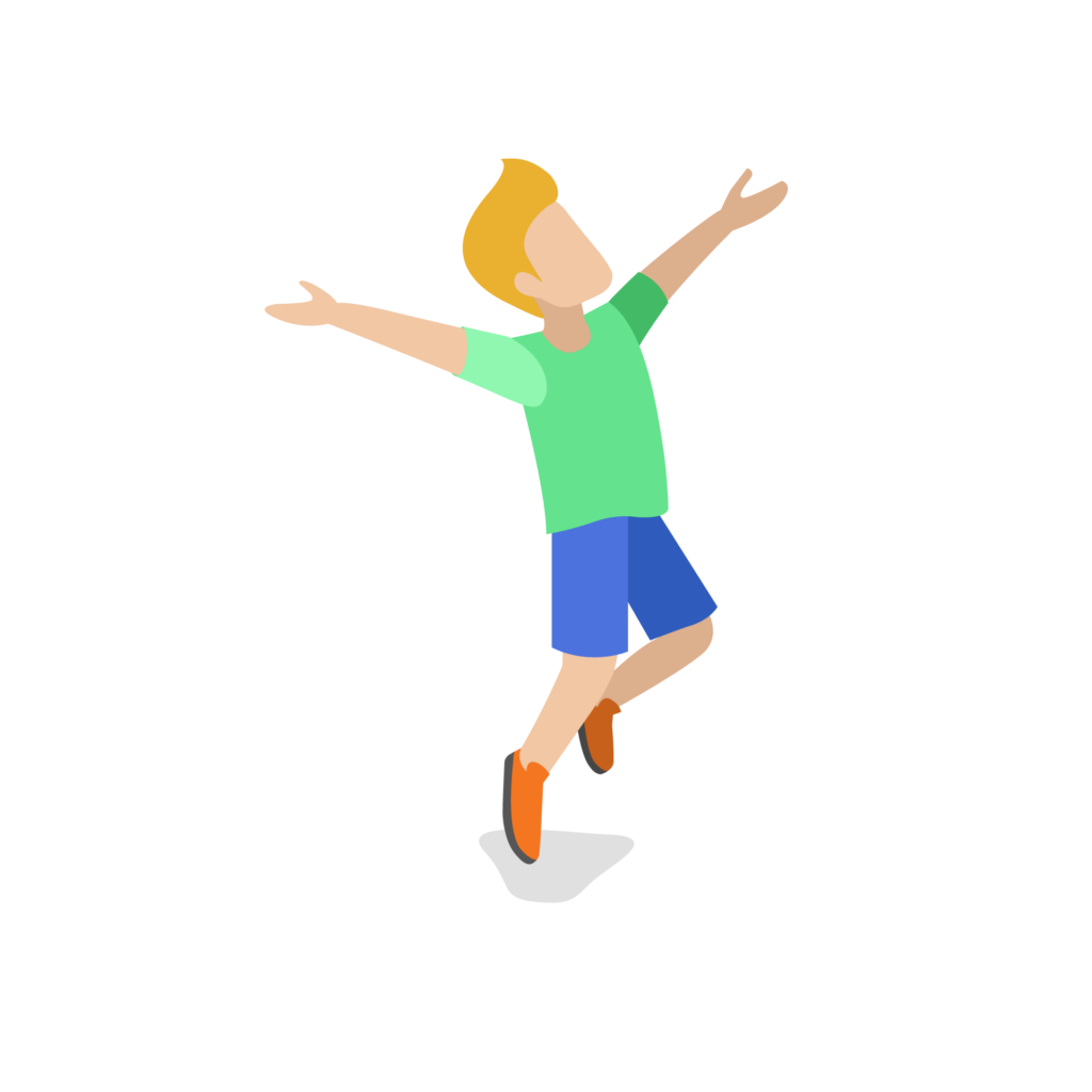A boy undergoing the BrainBehaviorReset Program jumps on a black background.