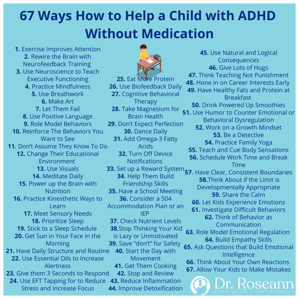 67 Ways How to Help a Child with ADHD Without Medication Dr. Roseann
