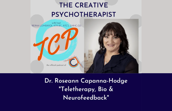 The creative psychotherapist Rosalyn Caprio, with a media kit.