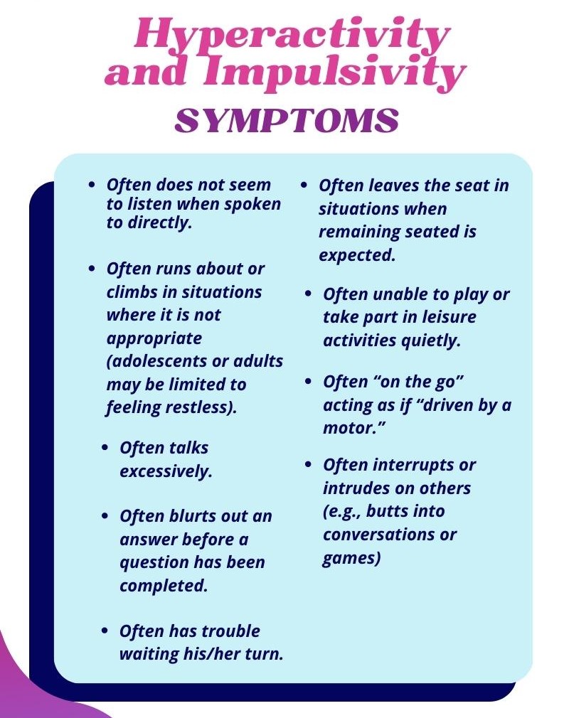 Hyperactivity and immaturity symptoms are outlined in the Clinical Guide for ADHD.
