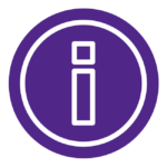 An icon depicting the letter i in purple and white.