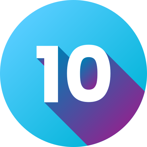 A blue circle with the number 10, representing the Ultimate Guide.