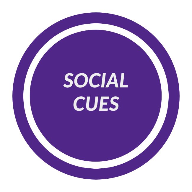 A guide on supporting brain regulation in dysregulated children, represented by a purple circle showcasing the term "social cues".