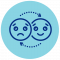 Two smiling emoticons in a circle on a blue background were used as stimuli in ADHD Case Study 2.