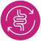 A pink circle with an outline of a stomach icon, relating to an ADHD case study.