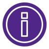 An icon depicting the letter i in purple and white.