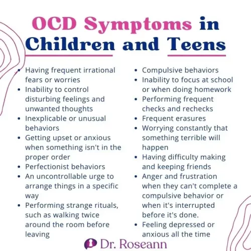Educational graphic titled 'OCD and ADHD: How Are They the Same?' showing overlapping symptoms like impulsivity, overthinking, and difficulty focusing, with visual icons and a Venn diagram highlighting similarities between the two conditions.