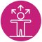 OCD Case Study involving a white icon of a person with arrows pointing in different directions.
