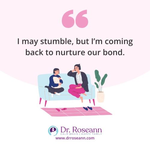 An image with a quote that says, "I may stumble, but I'm coming back to nurture our bond," to encourage repairing relationships.